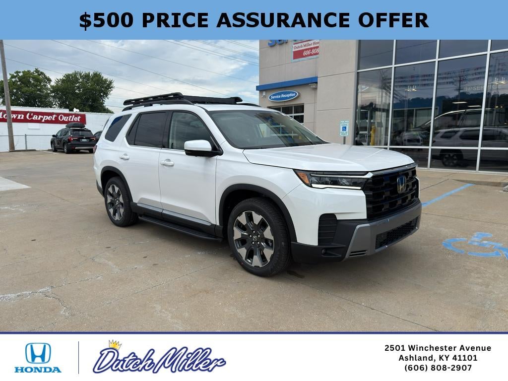 2026 Honda Pilot Elite in Platinum White Pearl — front three-quarter view